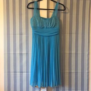 Aqua chiffon pleated dress